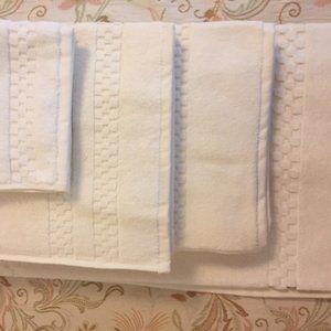 New Frette Checkerboard Towel Set Ivory Bath Towel Hand Towel Bath Mat Wash Clot
